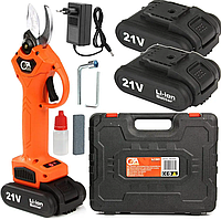 Акумуляторний садовий секатор Mar-Pol M83009C. 15/25мм. 2 шт. АКБ. 2Ач.21V. Кейс. Німеччина.