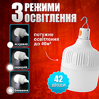 Лампа ліхтар на акумуляторі, з підвісом, Портативна USB LED лампочка, світильник 3600 mAh (AL-150), фото 4