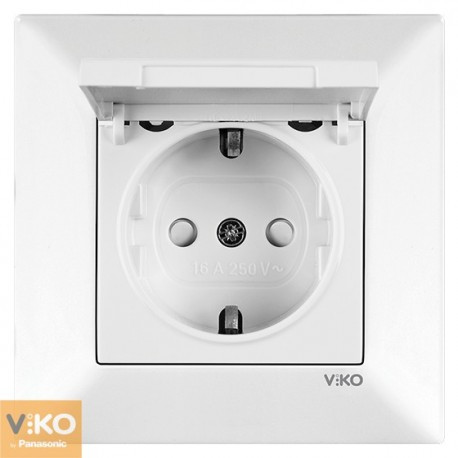 Розетка viko із заземленням з кришкою біла Meridian 90970008-WH