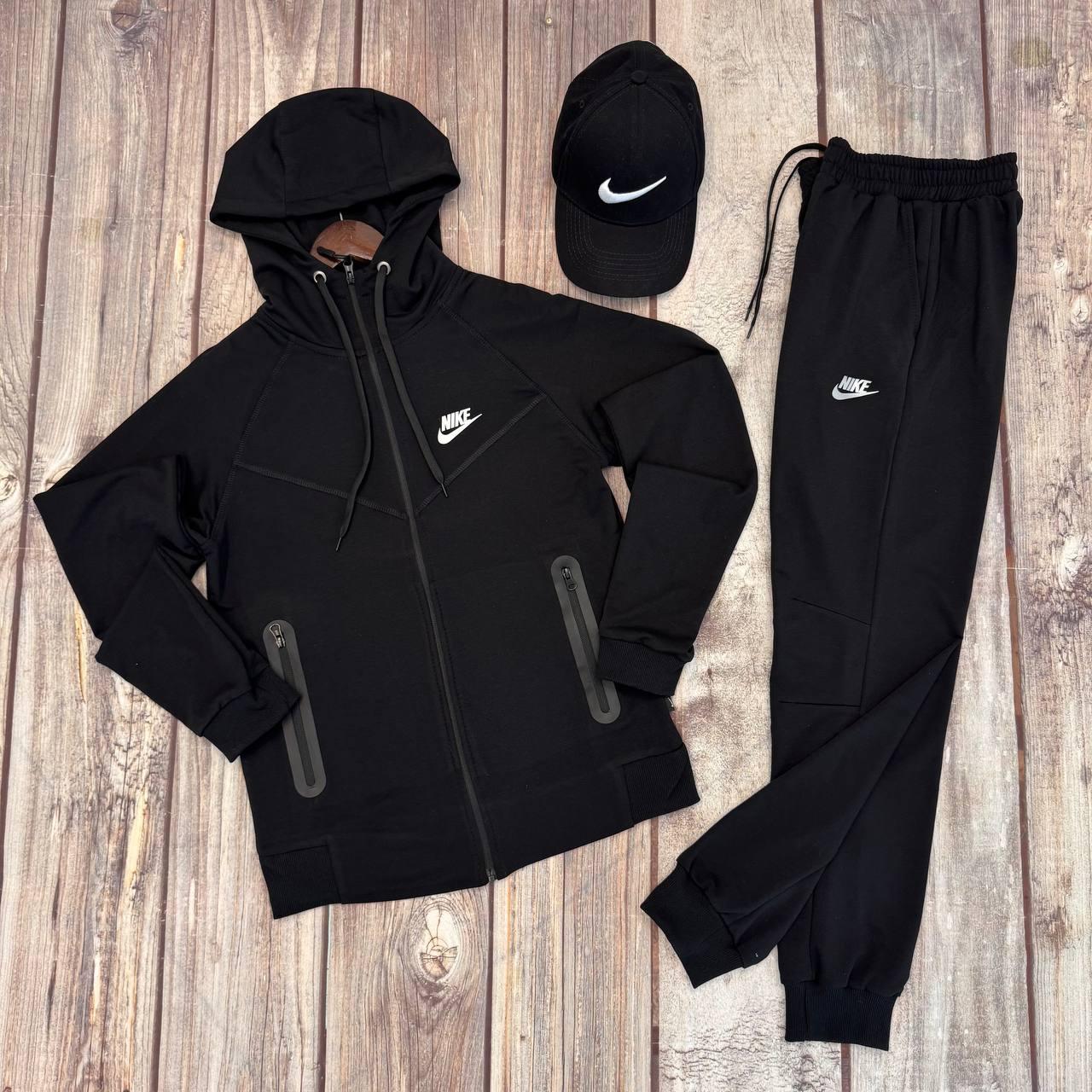 Спортивний костюм чоловічий Nike Tech чорний весняний осінній літній з капюшоном найк теч