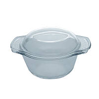 Форма для запікання скляна жаростійка з кришкою Maestro MR-5028 кругла 2.8 л