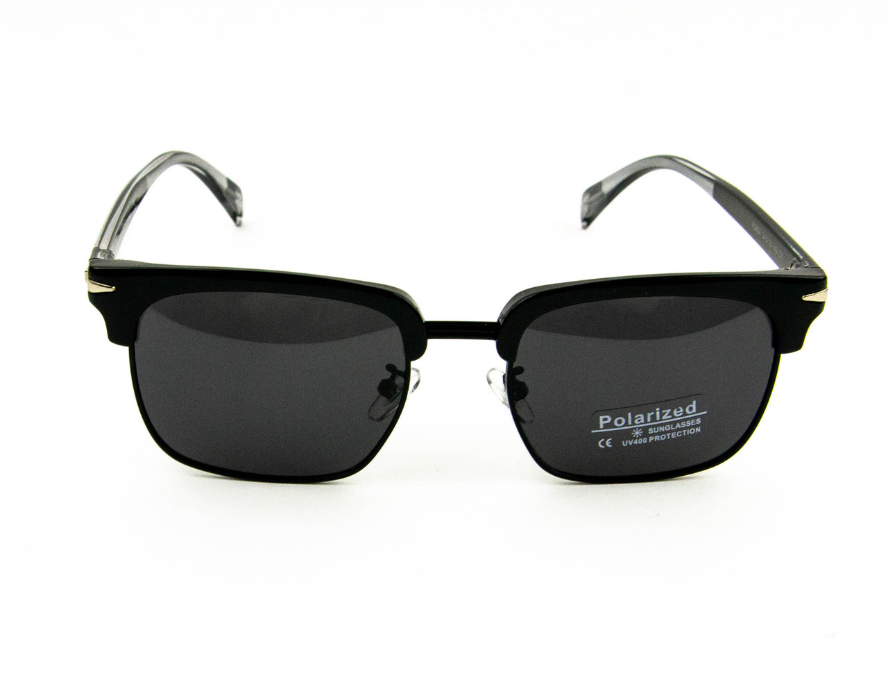 Оптом поляризаційні прямокутні сонцезахисні окуляри (арт. P2834) з прозорими завушниками