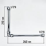 Гнучка підводка хромована 45см (20+25) бумеранг XXL мідна d10мм 1/2"ВВ  FLEXY CHROME, фото 4