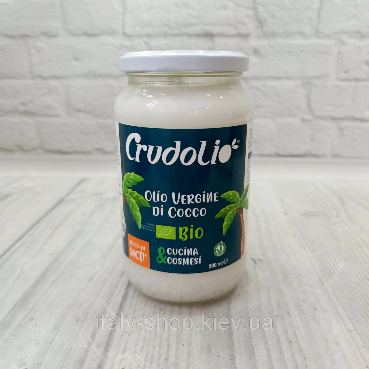 Органічна кокосова олія нерафінована із запахом біо Crudolio Olio Vergine di Cocco Bio 500 г Італія, фото 1