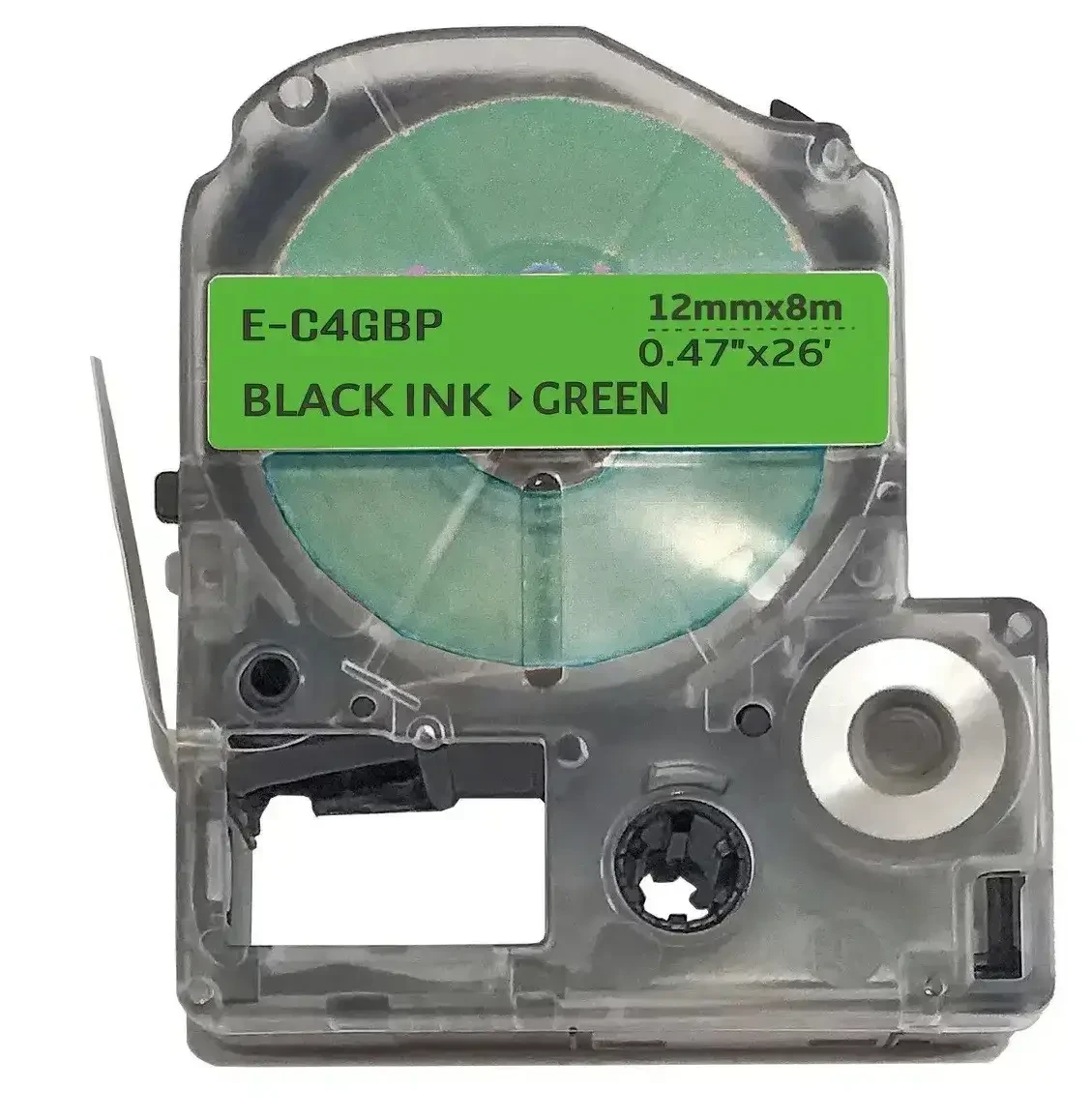 Зелена стрічка 12мм 8м сумісно Epson LC-4GBP UKRMARK E-C4GBP чорним на зеленому
