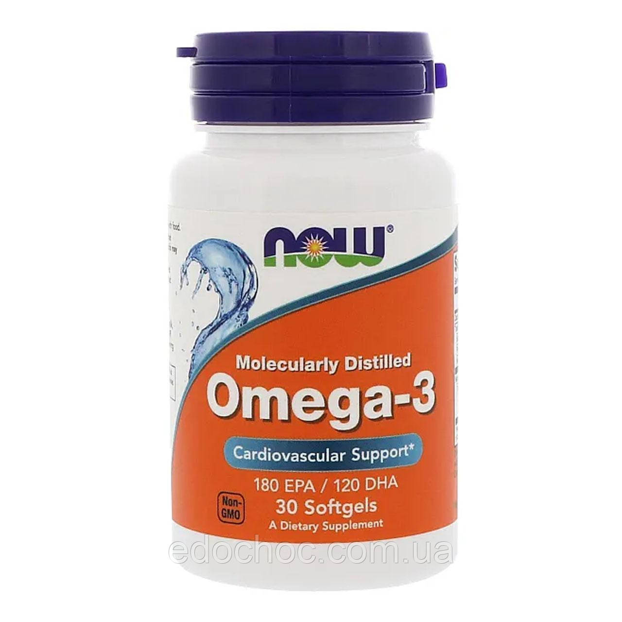 Омега-3 підтримка серця (Omega-3 180 EPA/120 DHA) 30 капсул NOW-01649