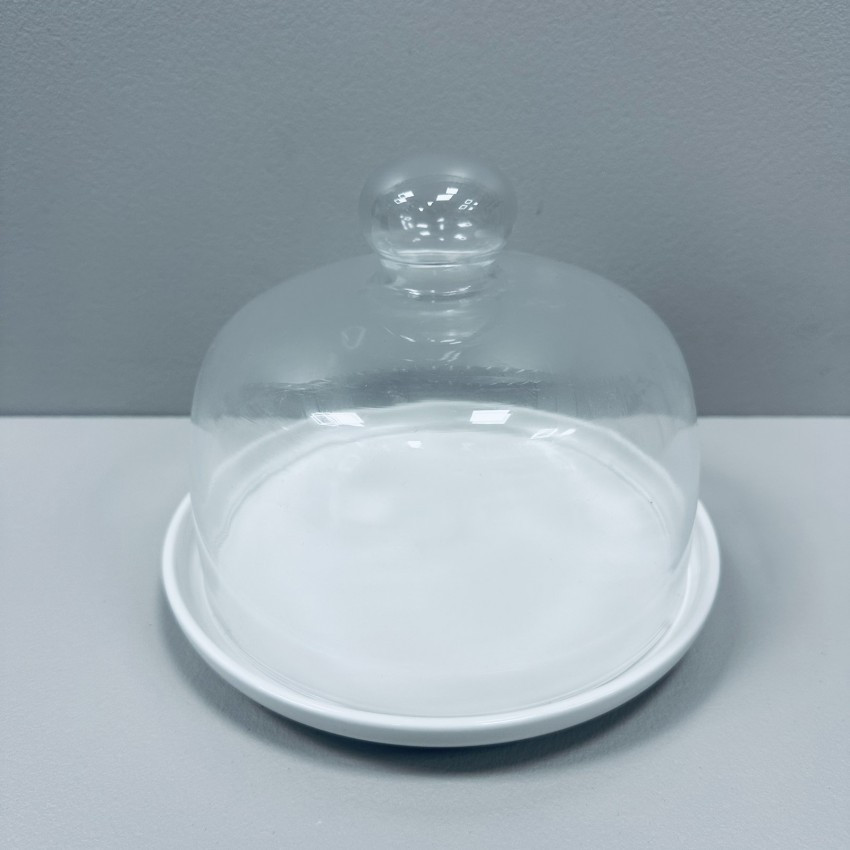 Тортівниця порцелянова зі скляним ковпаком 20,1 см біла Olens 8030-321, фото 1