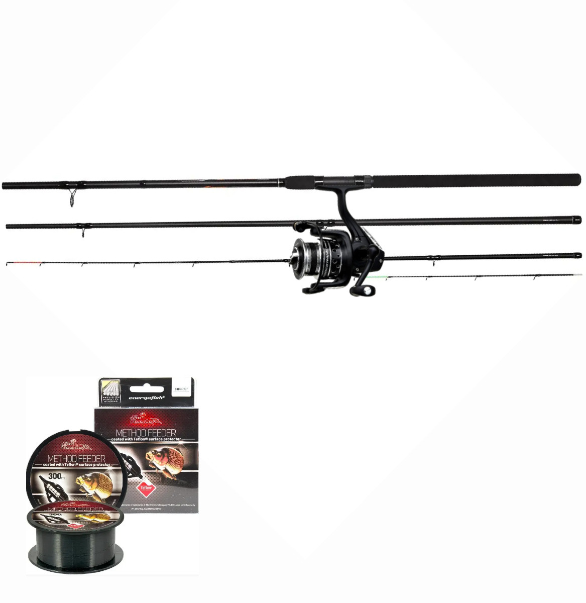 Набір X-fish (Вудлище Trophy Feeder 3.60m Max 150g + Котушка фідерна Flagman Force Rank Feeder 4000 + Волосінь), фото 1