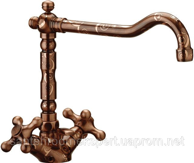 Змішувач для кухні DANIEL REVIVAL декор V7114YC90 (латунь з золотом), фото 1