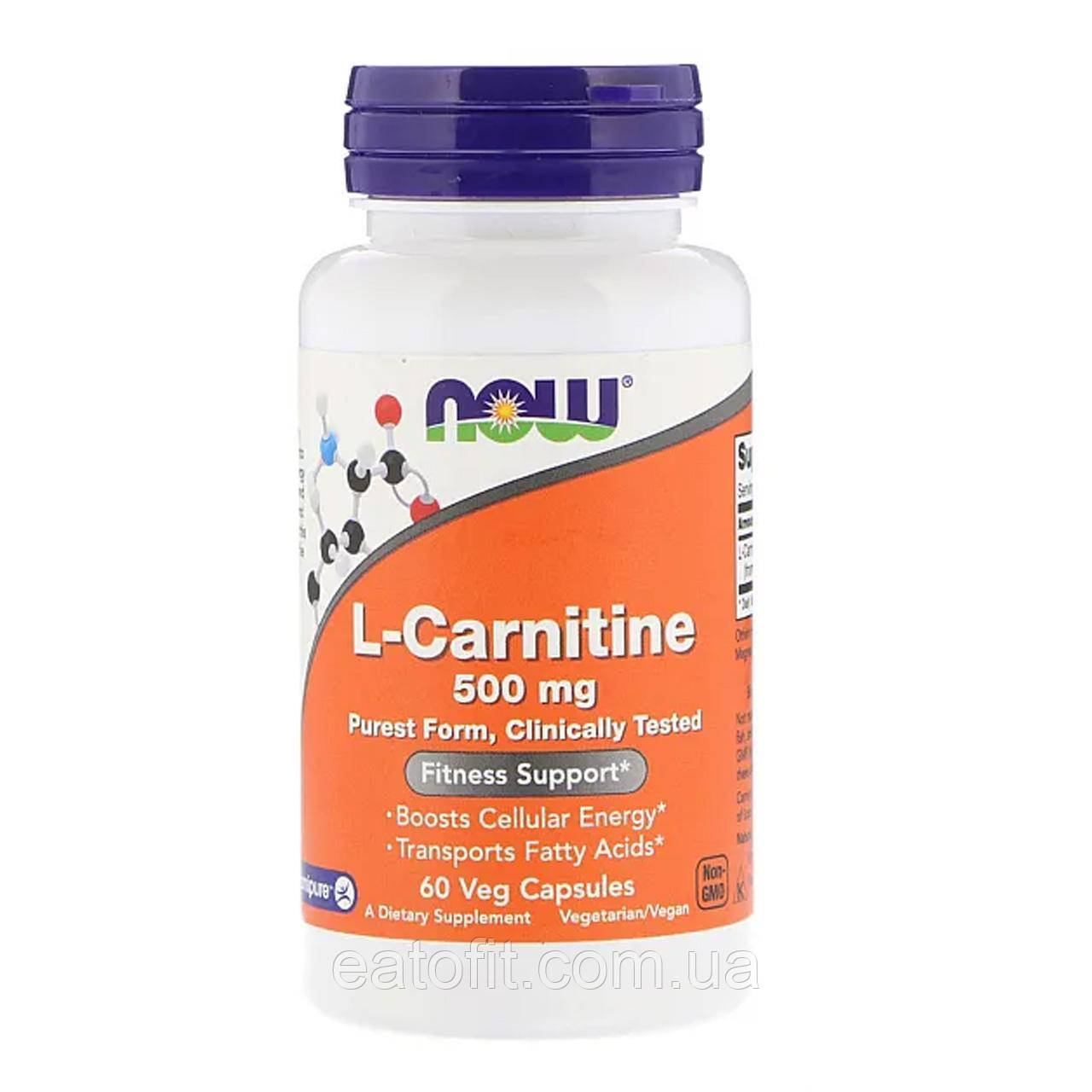 L-карнітин (L-Carnitine) 500 мг 60 капсул NOW-00072