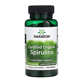 Органічна спіруліна (Certified Organic Spirulina) 500 мг 180 таблеток SWV-06044