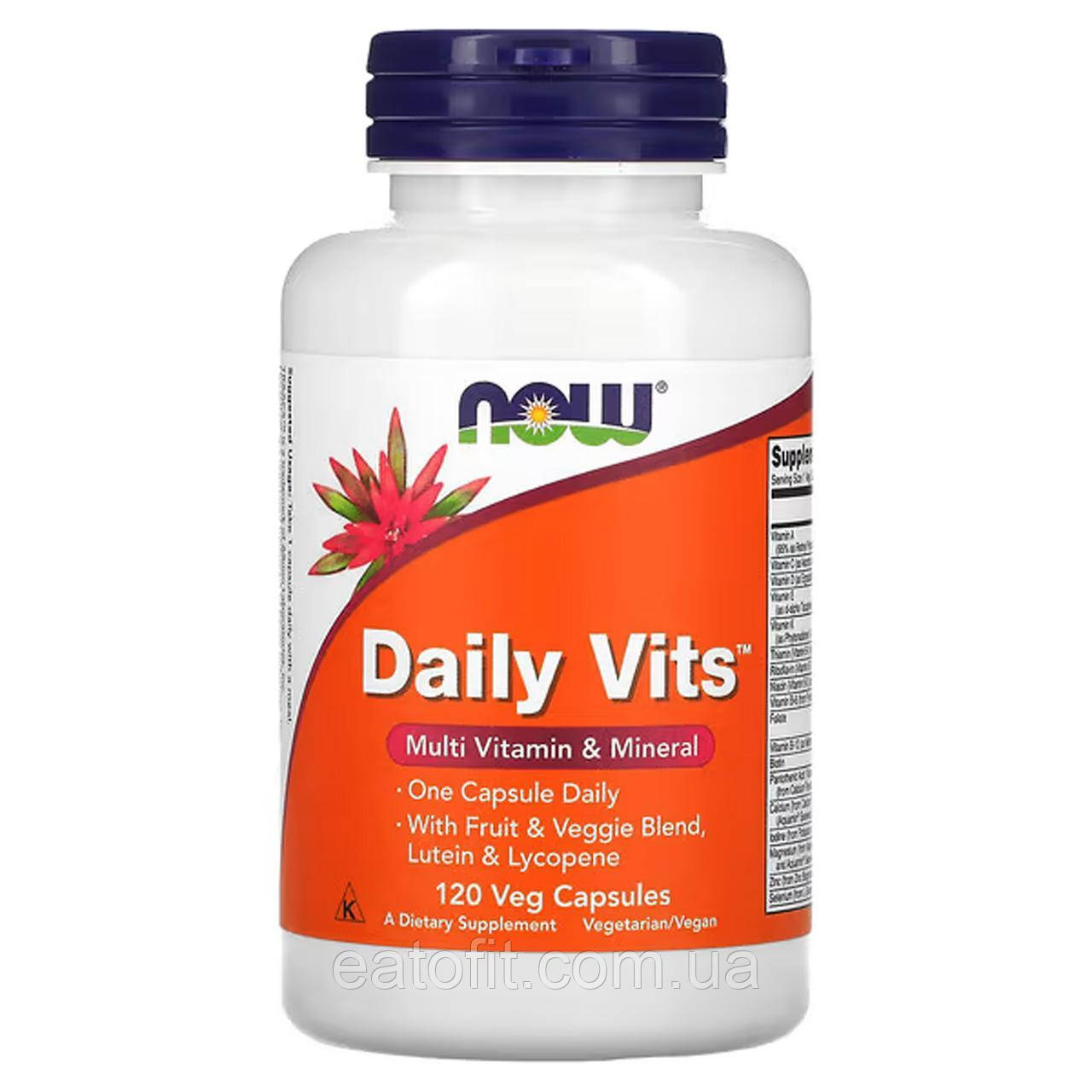 Мультивітаміни (Daily Vits Multi Vitamin and Mineral) 120 капсул NOW-03776