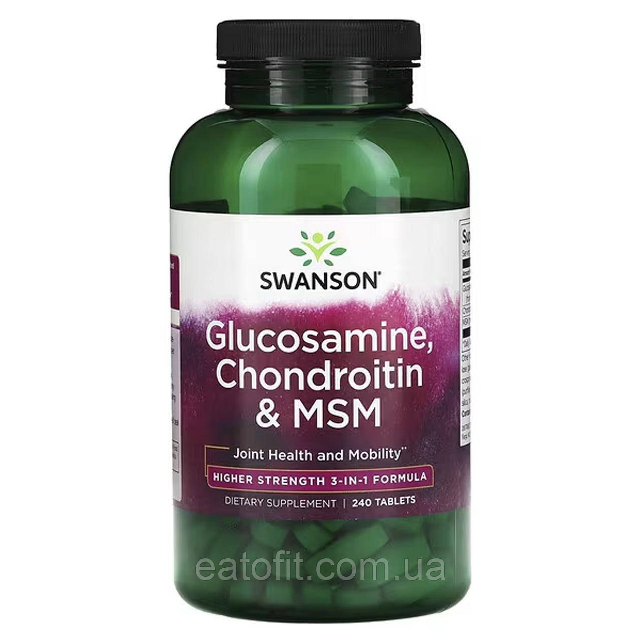 Глюкозамін хондроїтин та МСМ сильної дії (Glucosamine Chondroitin and Msm) 240 таблеток SWV-11081