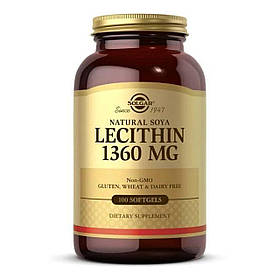 Лецитин Солгар невибілений (Natural Soya Lecithin) 1360 мг 100 капсул SOL-01540