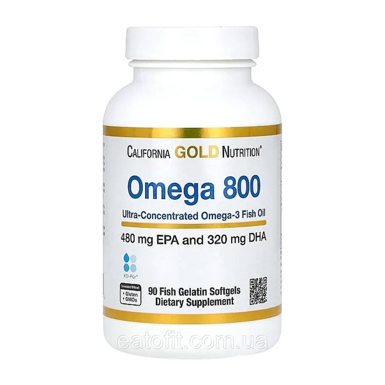 Омега-3 риб'ячий жир фармацевтичного ступеня чистоти (Omega 800) 1000 мг 90 капсул CGN-01266