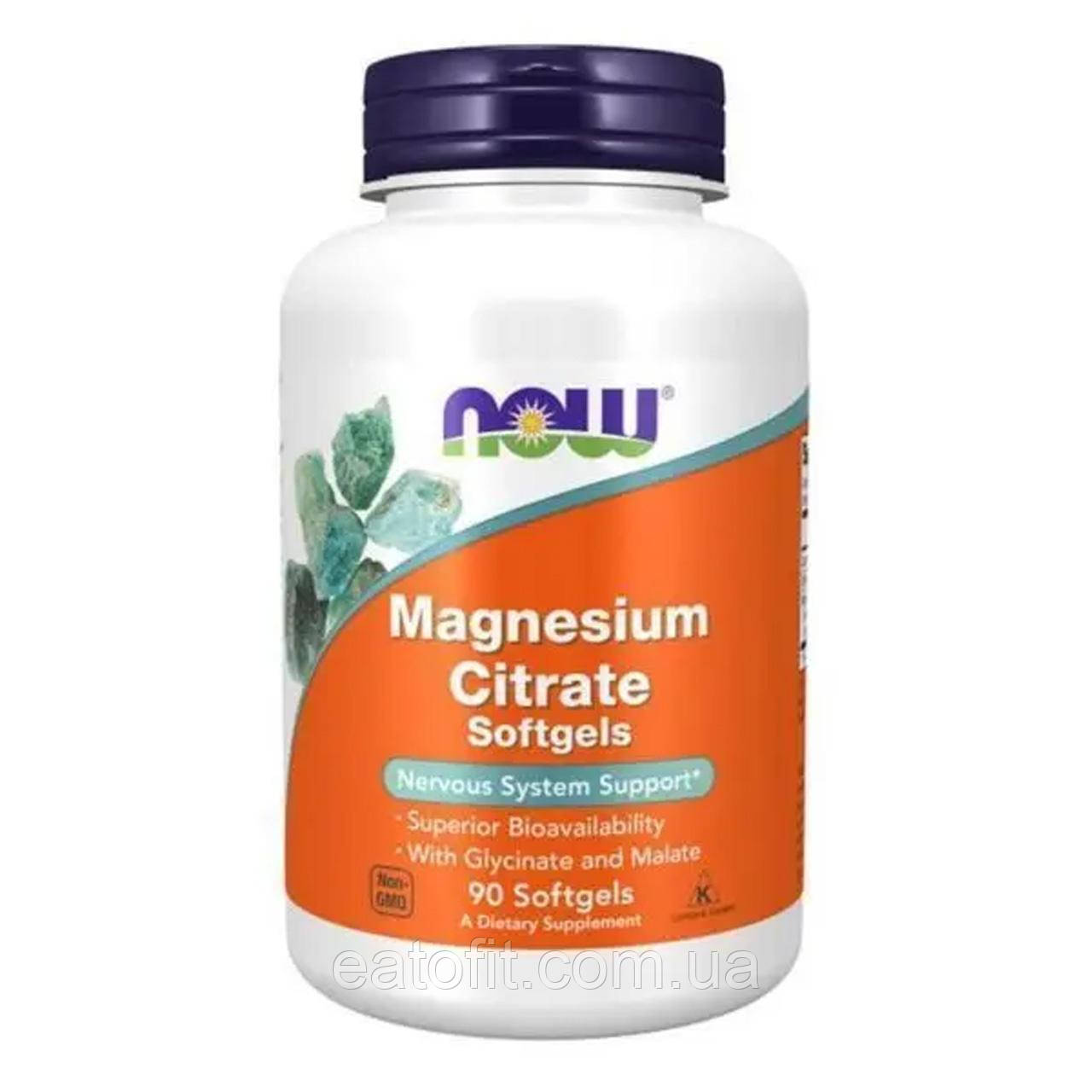 Магній цитрат, Magnesium Citrate, Now Foods, 134 мг, 90 гелевих капсул NOW-01297