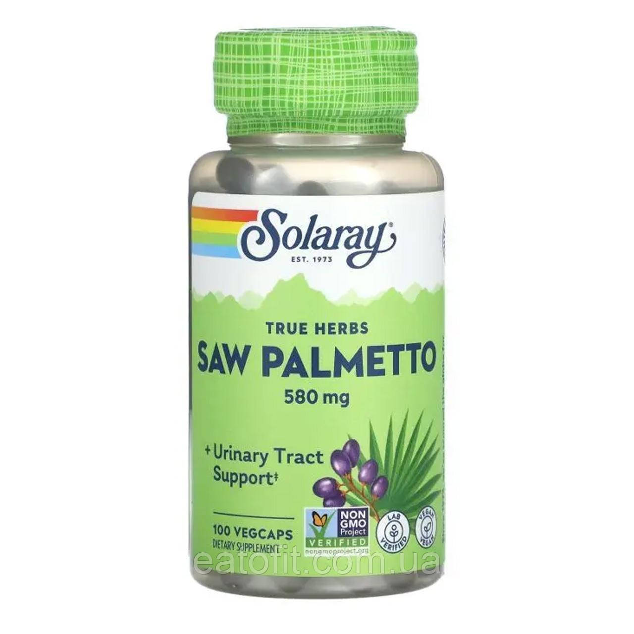 Со Пальметто Цілісна ягода сереноа (Saw Palmetto) 580 мг 100 капсул SOR-01550