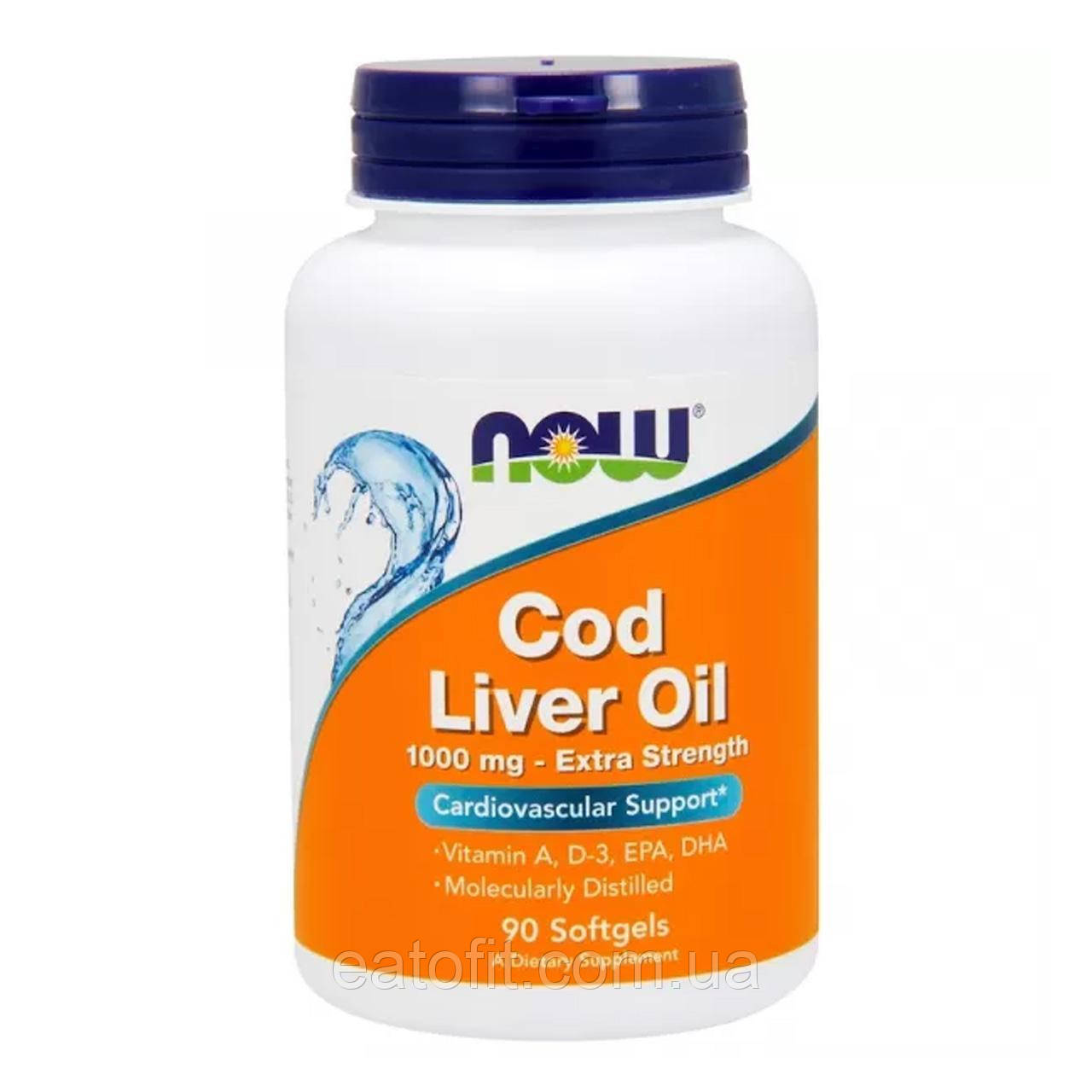Риб'ячий жир з печінки тріски (Cod Liver Oil) 1000 мг 90 капсул NOW-01743