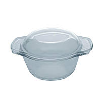 Форма для запікання скляна жаростійка з кришкою Maestro MR-5010 кругла 1 л