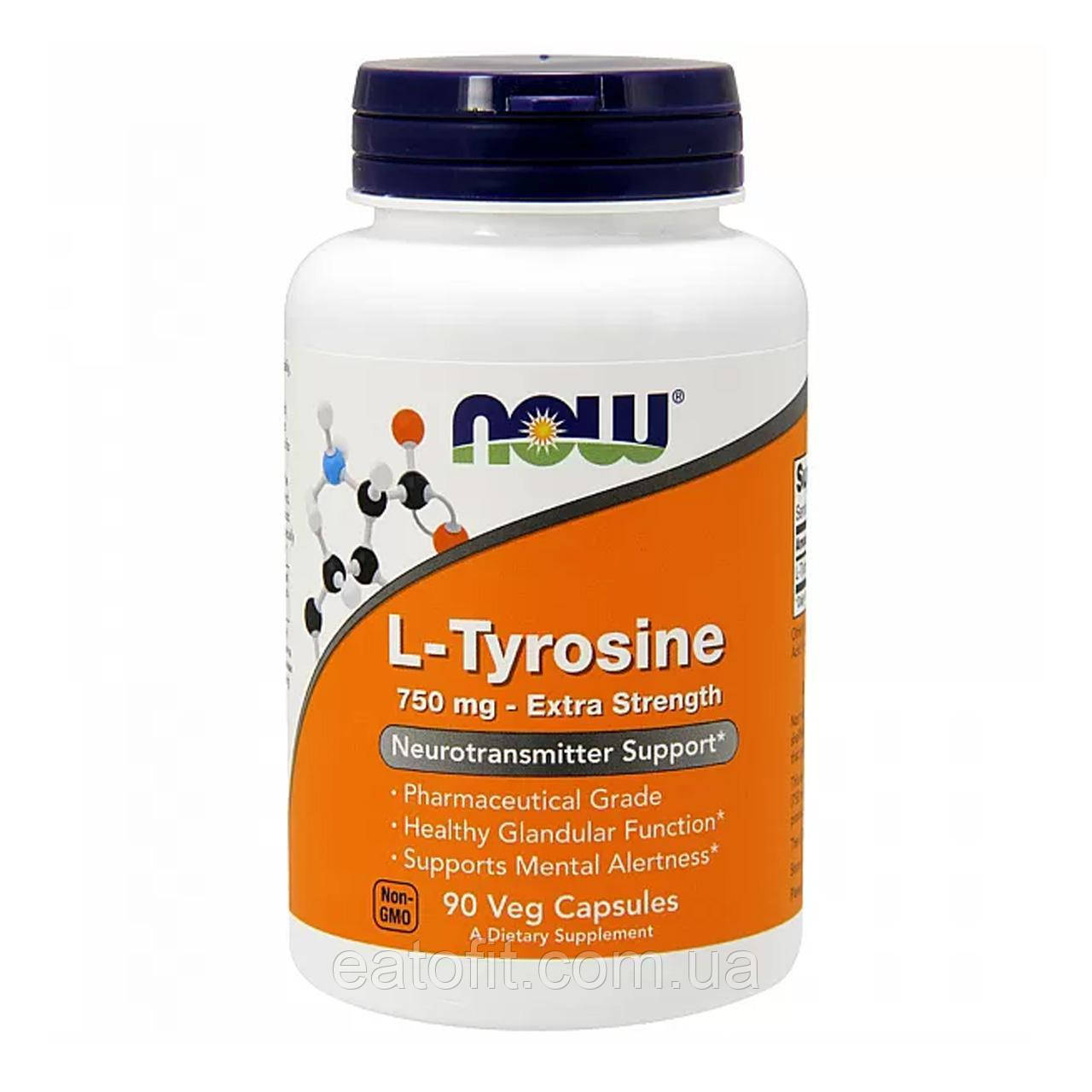 Л-тирозин екстрасилу (L-Tyrosine) 750 мг 90 капсул NOW-00165