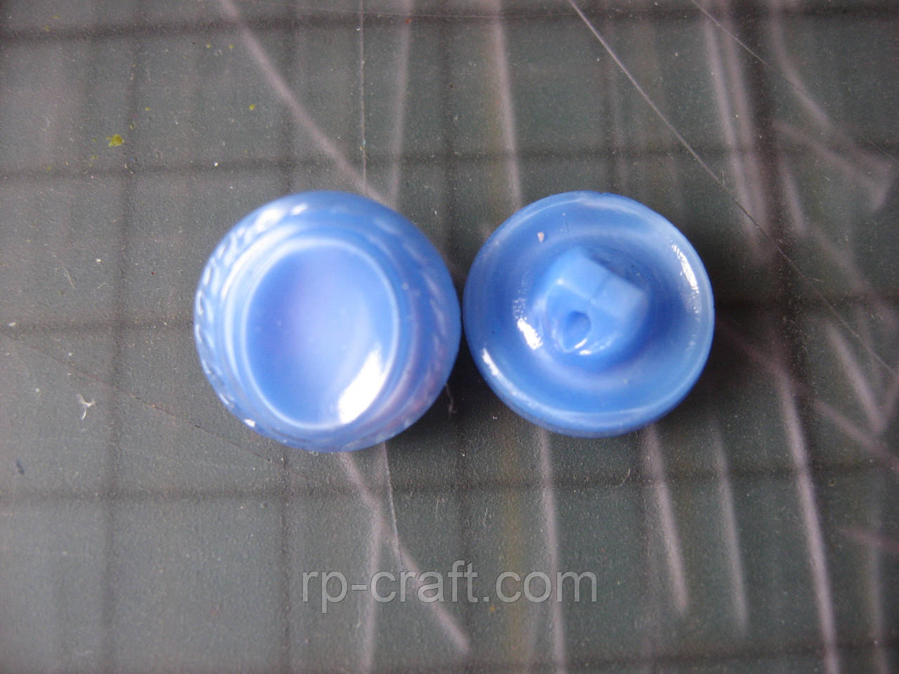 234. Набір пластикових гудзиків, 2 штуки, 7х14х14 мм, блакитні, фото 1