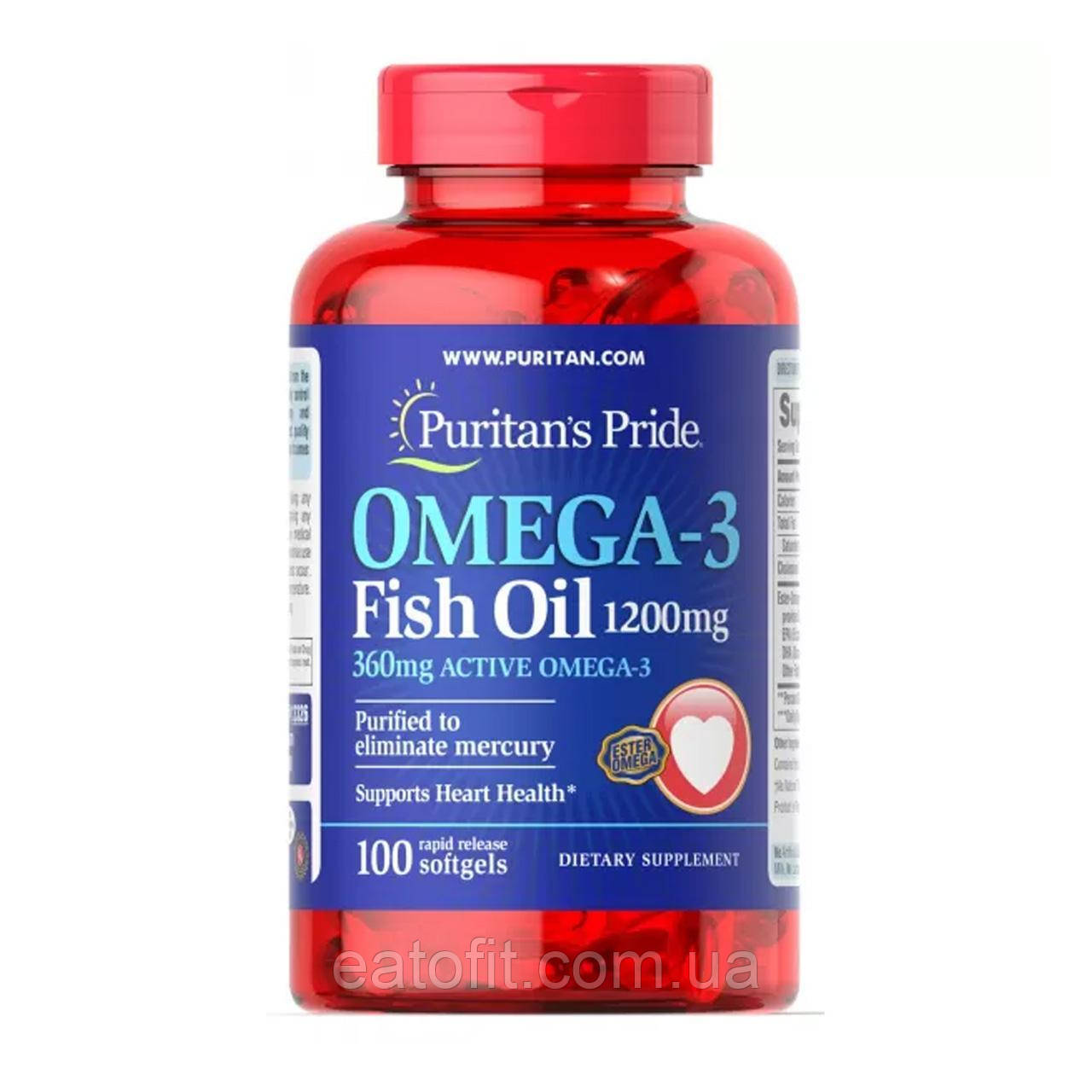 Риб'ячий жир Омега-3 (Omega-3 Fish Oil) 1200 мг 100 капсул PTP-13326, фото 1
