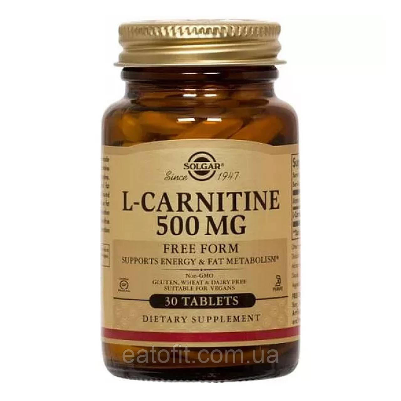 L-карнітин (L-Carnitine) 500 мг 30 таблеток SOL-00571