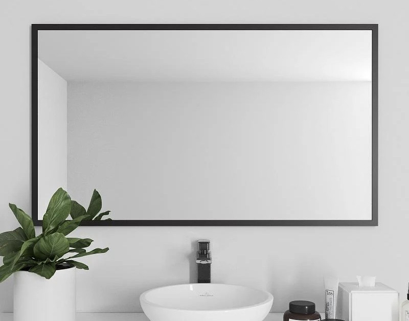 Дзеркало без підсвітки для ванної кімнати 1200х800мм у чорній рамі