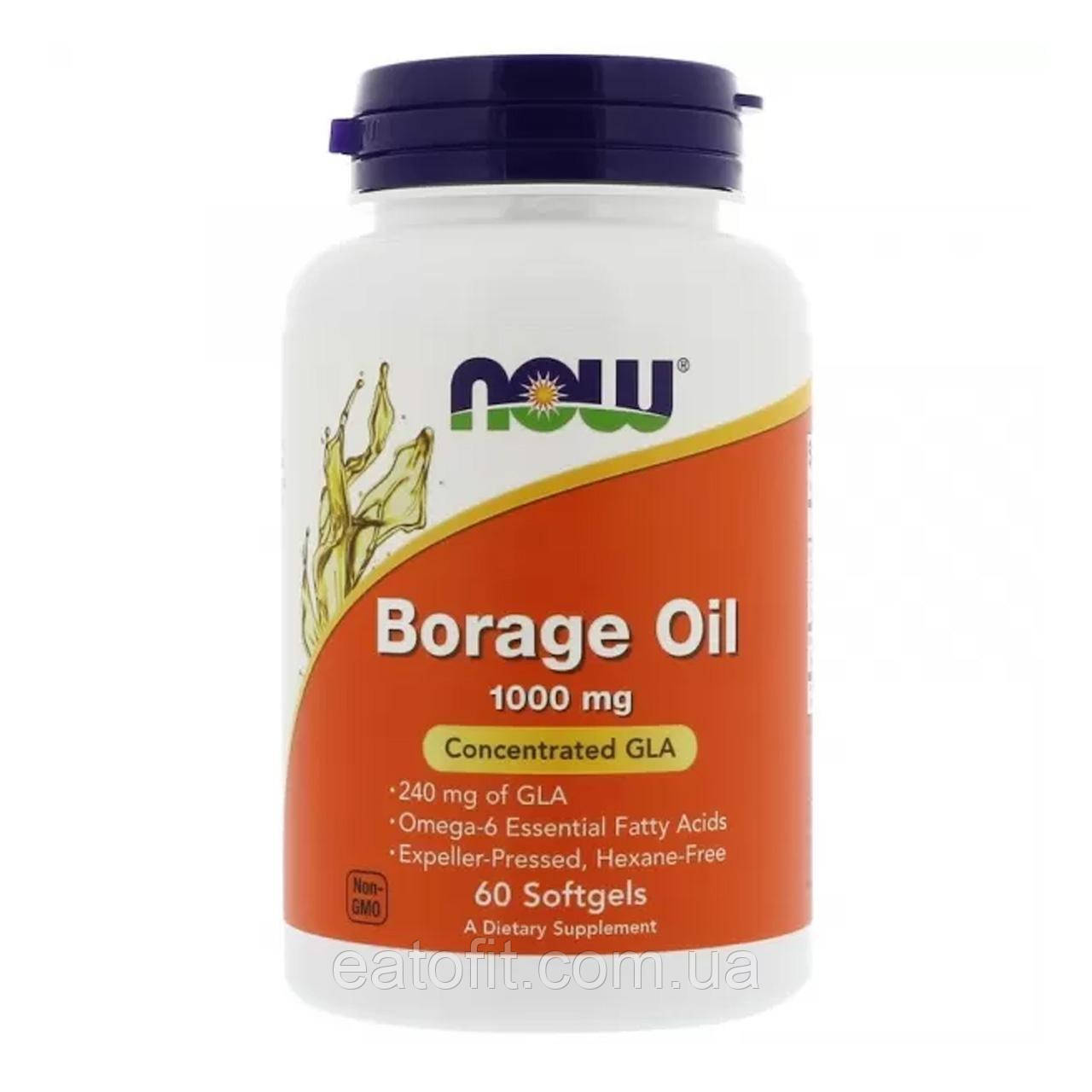 Олія огірочника (Borage Oil) 1000 мг 60 капсул NOW-01720