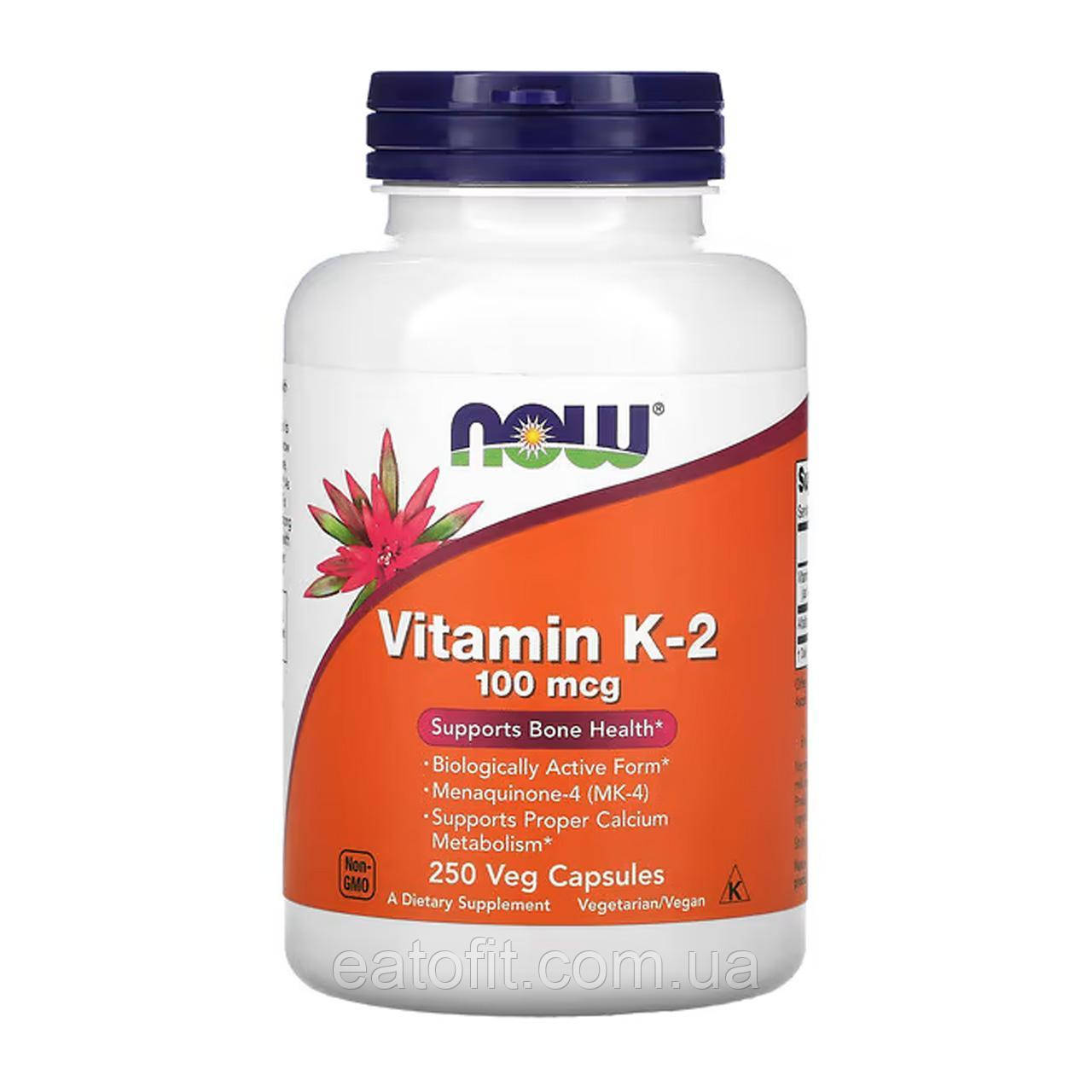 Вітамін К2 (Vitamin K2) 100 мкг 250 капсул NOW-00991