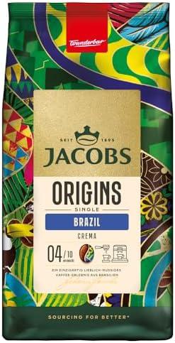 Кава в зернах Jacobs Origins Brazil Crema 100% Арабіка 1 кг фруктово-горіхові нотки, фото 1