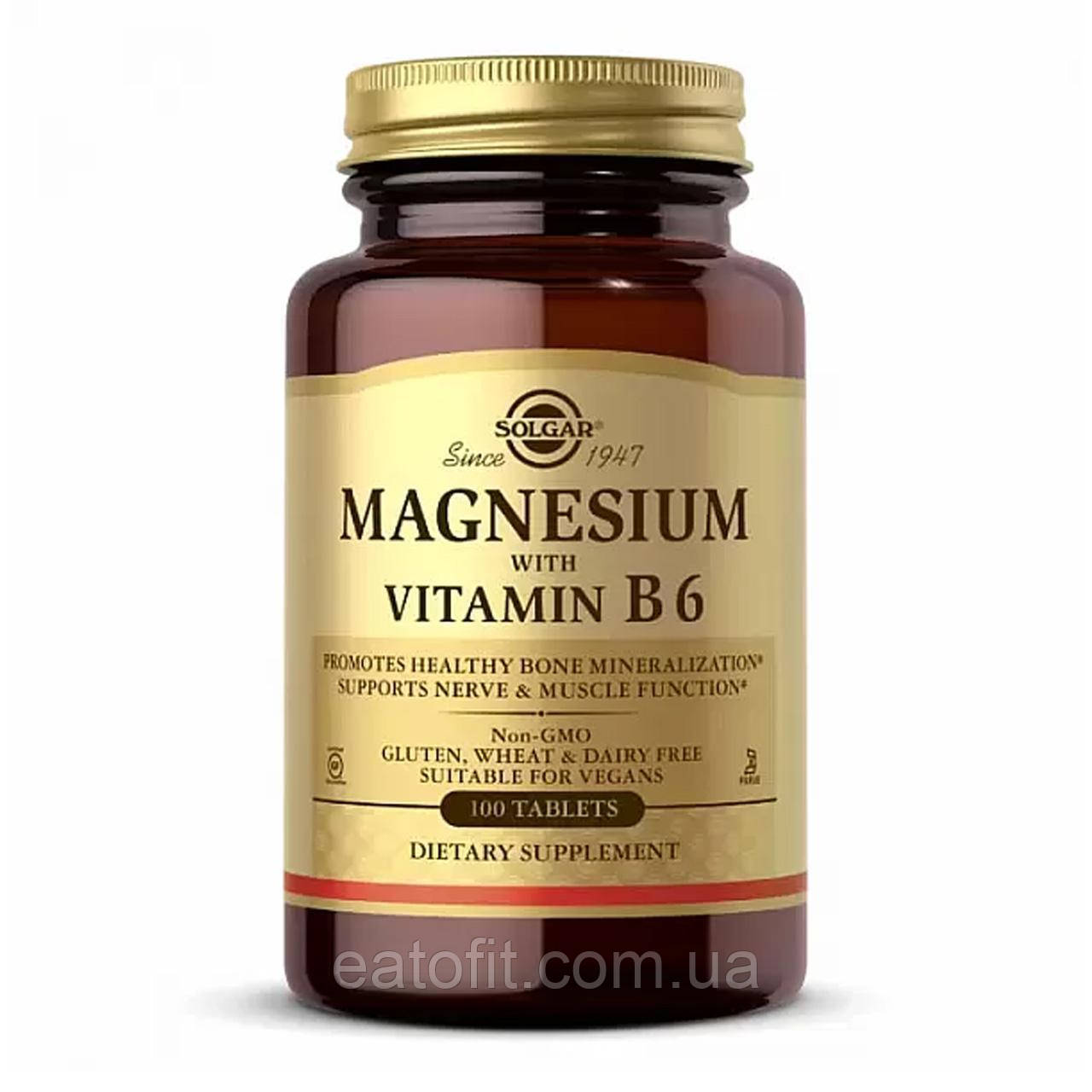 Магній з вітаміном В6 (Magnesium Vitamin B6) 133.3 мг/8.3 мг 100 таблеток SOL-01720