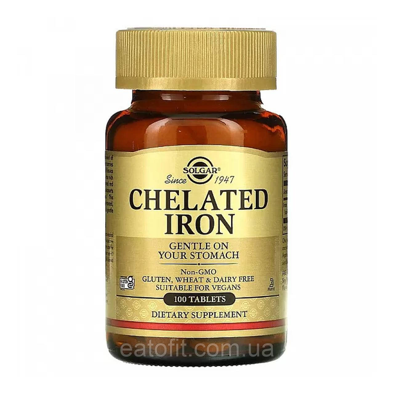 Хелат заліза (Chelated Iron) 25 мг 100 таблеток SOL-00680, фото 1
