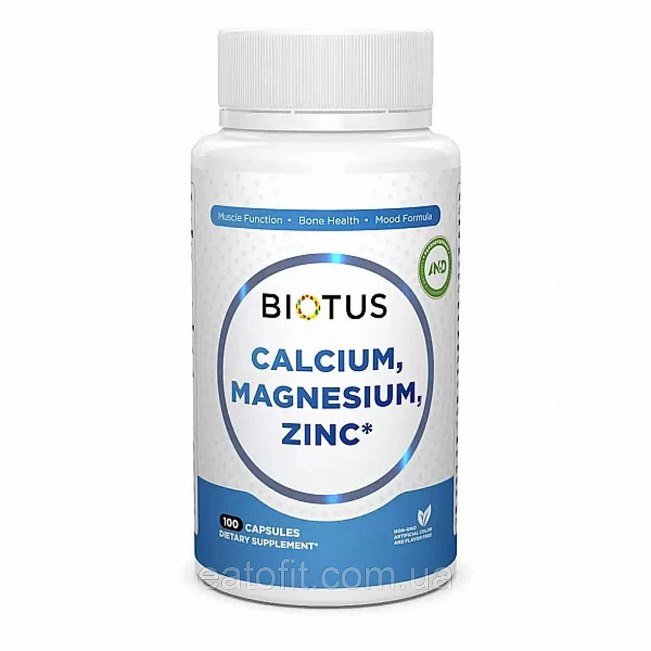 Кальцій, магній, цинк з вітаміном D3 (Calcium Magnesium Zinc) 100 капсул BIO-530999, фото 1