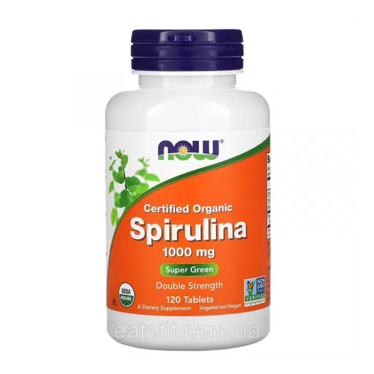 Спіруліна органічна (Spirulina Organic) 1000 мг 120 таблеток NOW-02715