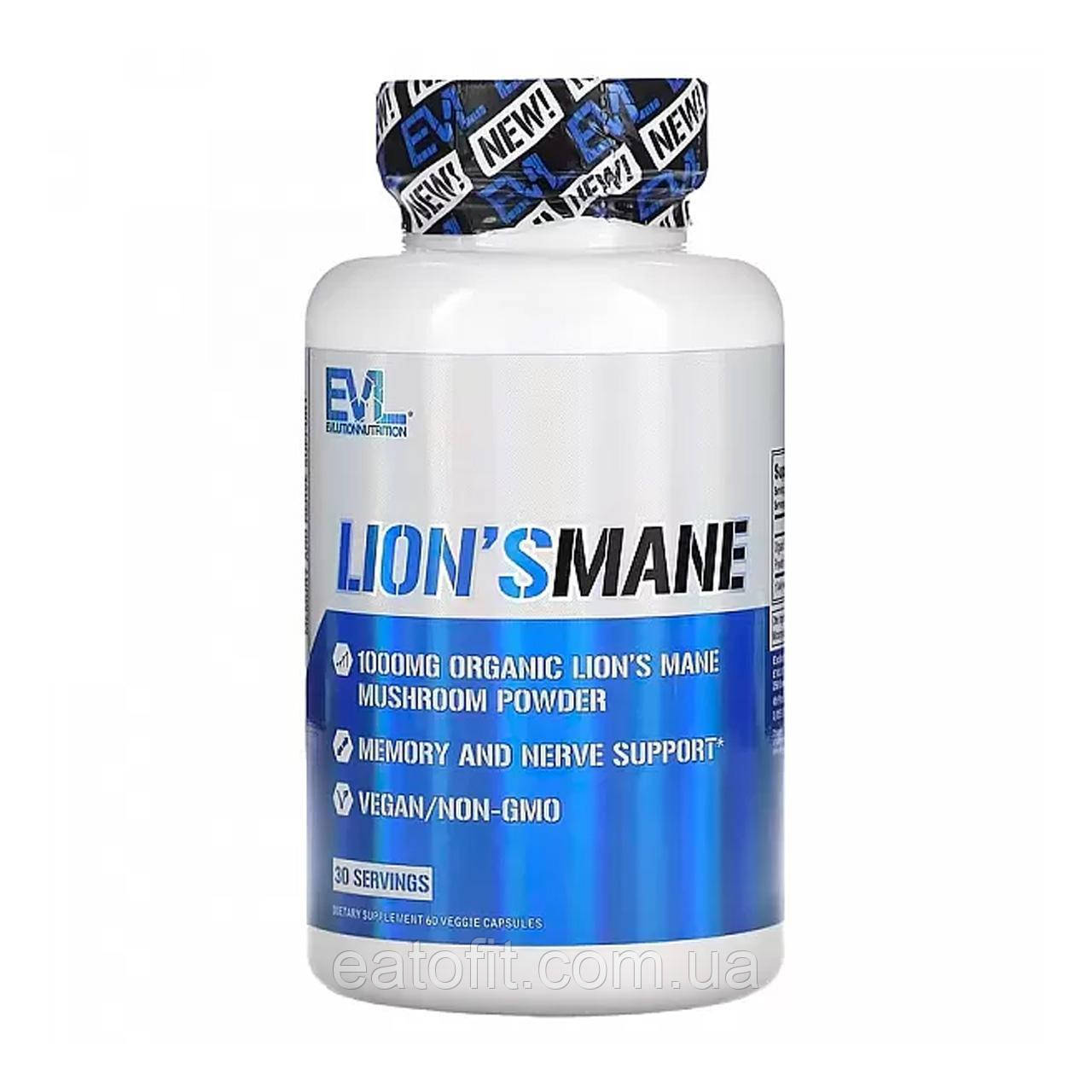 Гриб Їжовик гребінчастий (Lion's Mane) 60 капсул EVL-02739