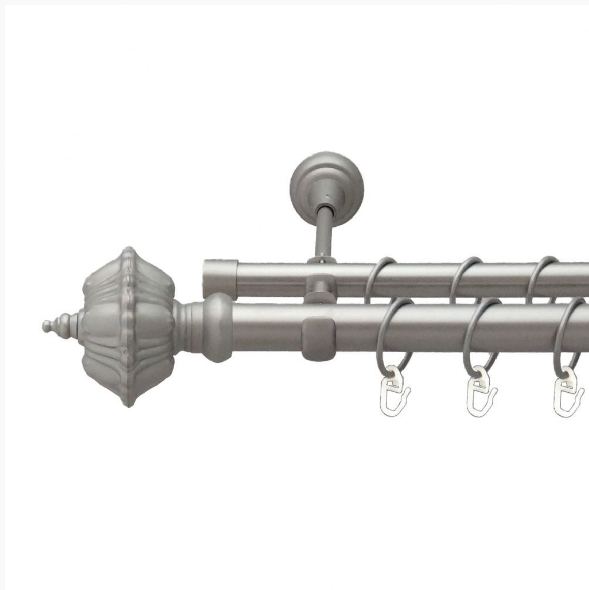 Карниз кований для штор подвійний сатин Скіпетр 25мм х 16мм діаметр гладка комплект, фото 1
