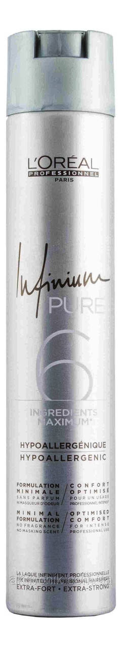 Професійний лак для волосся L'Oreal Professional Infinium Pure Extra Strong екстрасильної фіксації, 500 мл