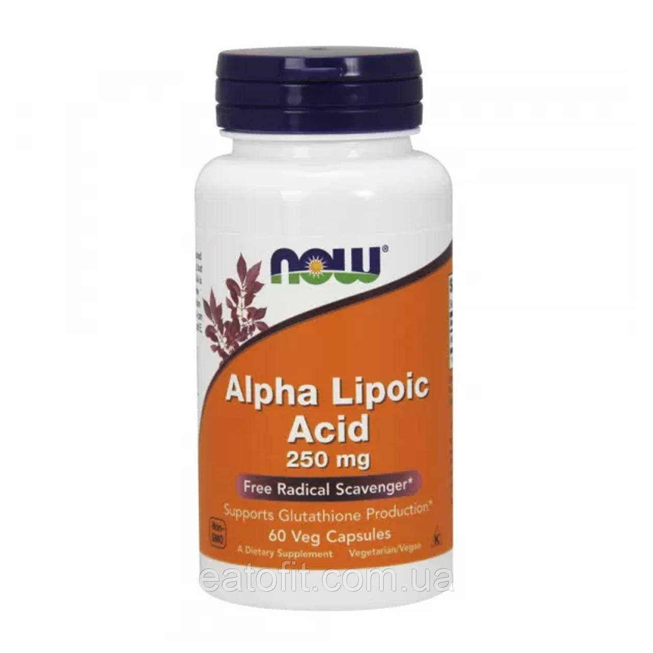 Альфа-ліпоєва кислота (Alpha-lipoic acid) 250 мг 60 капсул NOW-03042