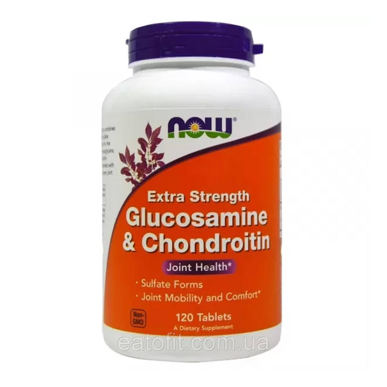 Глюкозамін та хондроїтин, Glucosamine & Chondroitin, Now Foods, екстра сила, 120 таблеток NOW-03243