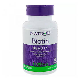 Біотин, Biotin, Natrol, швидкорозчинні 1000 мкг, 100 таблеток NTL-05239