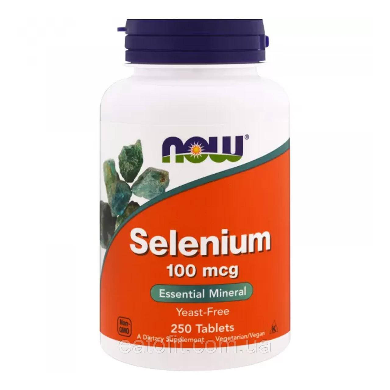 Селен, Selenium, Now Foods, без дріжджів, 100 мкг, 100 таблеток NOW-01480