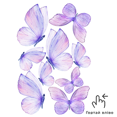 №079 Аркуш А4 кольорові наліпки - Метелики бузкові