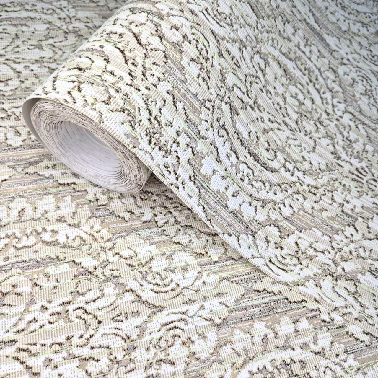 Шпалери вінілові 10.05 × 0.53 м Слов’янські шпалери 5527-05, салатові у спальню, вітальню, коридор, зал, кімнату, фото 1