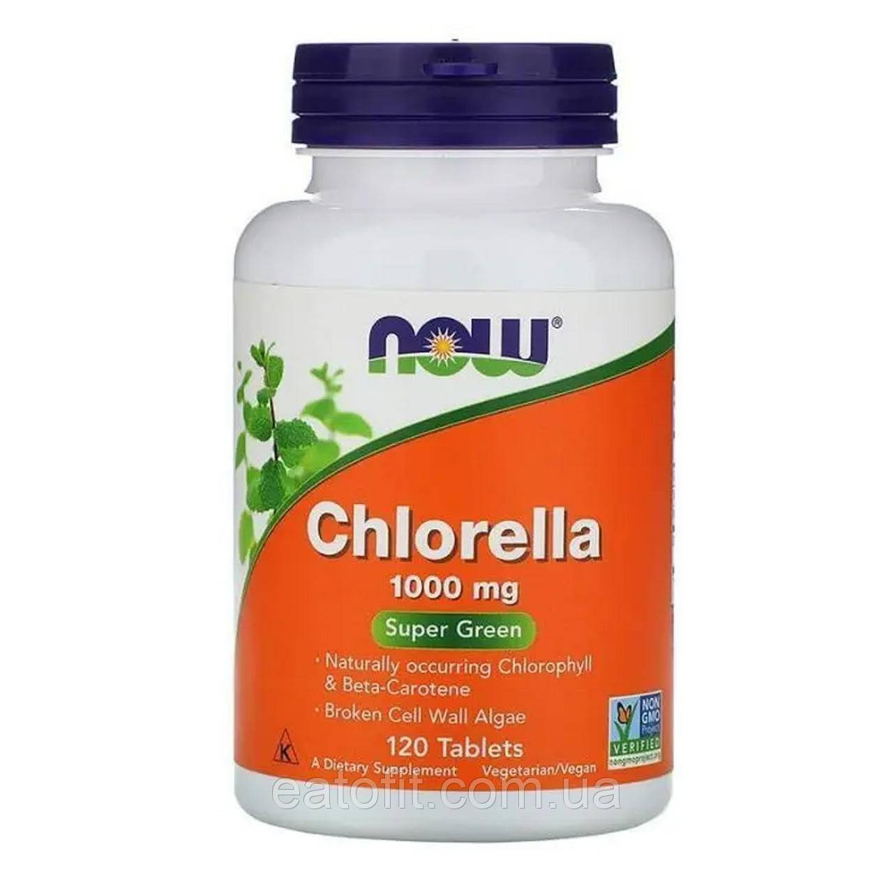 Хлорелла (Chlorella) 1000 мг 120 таблеток NOW-02632, фото 1
