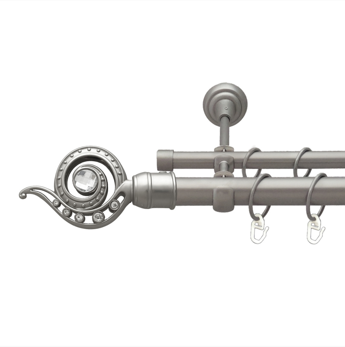 Карниз кований для штор подвійний сатин Око Дракона 25 мм х 16 мм діаметр гладка комплект, фото 1