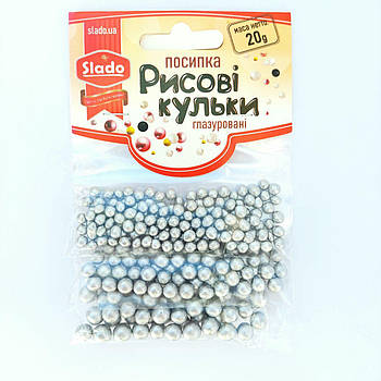 Посипка кондитерська  рисові кульки срібло 20г
