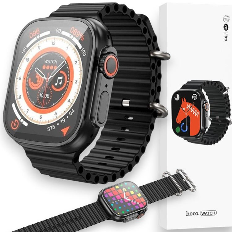 Розумний смарт-годинник із функцією дзвінка Hoco Smart Watch Y12 ULTRA, для Android, iPhone, чорний