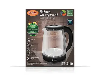 Чайник електричний скляний без квітки 1,8л 2400Вт синє LED-підсвічування BITEK BT-3110 12шт 7933