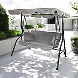 Садова гойдалка з подушками 3-х місна MAS-4003A-LG СВІТЛО СІРА Качеля для саду, городу, тераси, фото 2